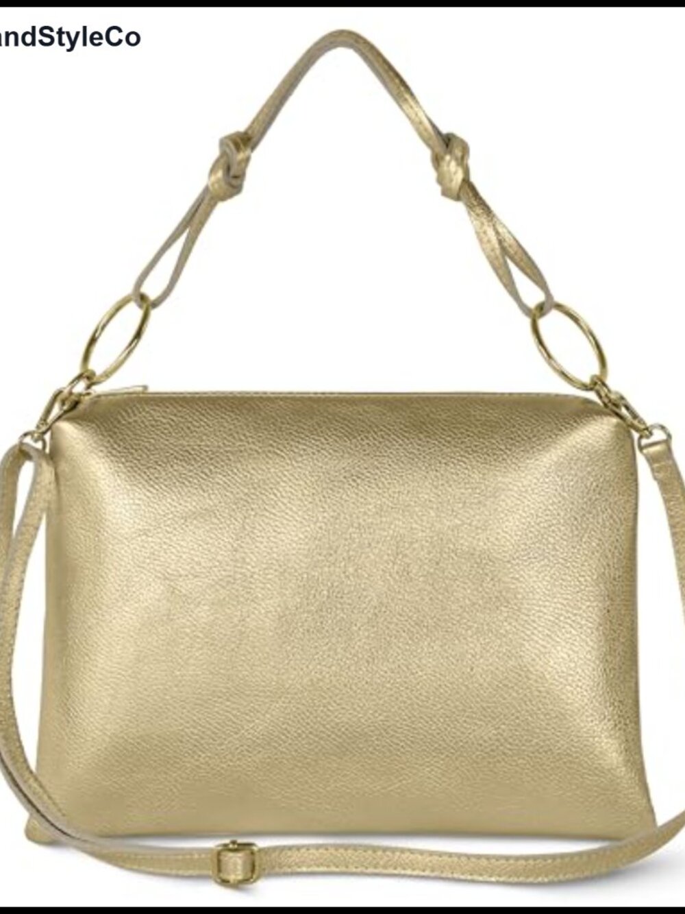 Metallic Full Grain Calf Leather Shoulder Bag Crossbody Made in Italy